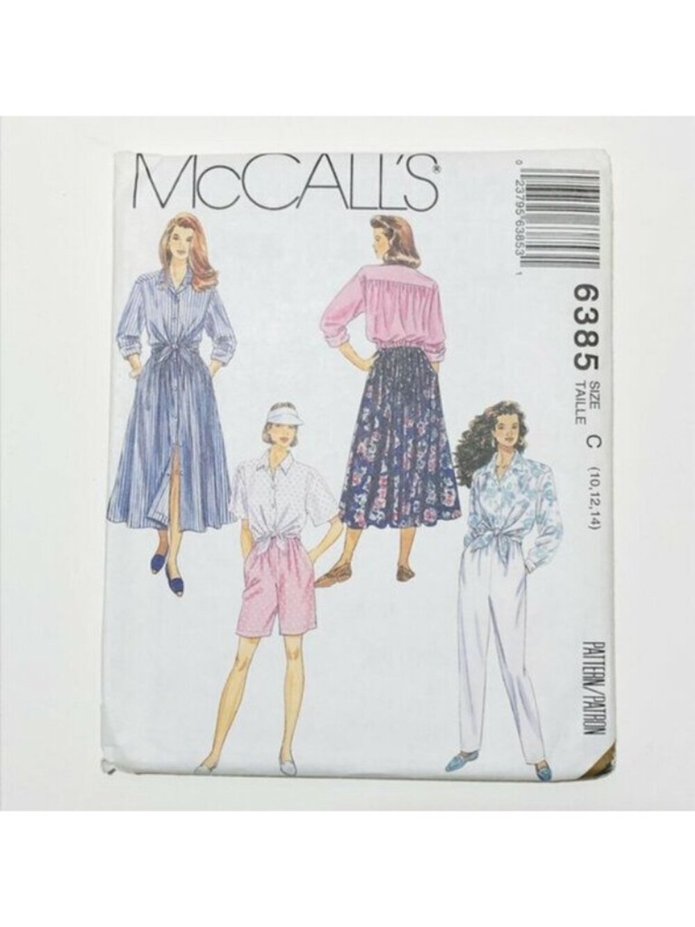 Vintage McCalls Sewing Pattern 6385 Misses Shirt Skirt Pants Shorts Size 10-14